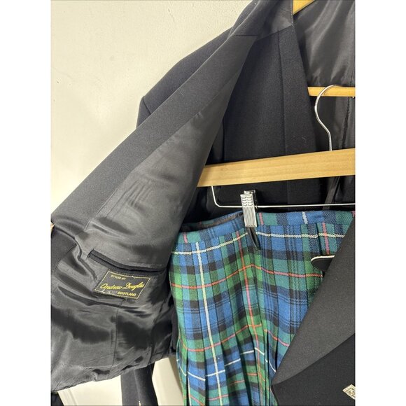 Vintage Prince Charlie Jacket & Vest + Kilt Hunting Robertson Ancient Tartan 44R - Picture 3 of 11